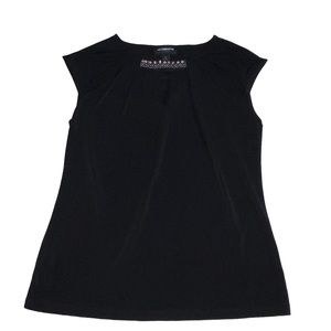 Liz Claiborne Career Black Beaded Keyhole Sleeveless Career Top - Small